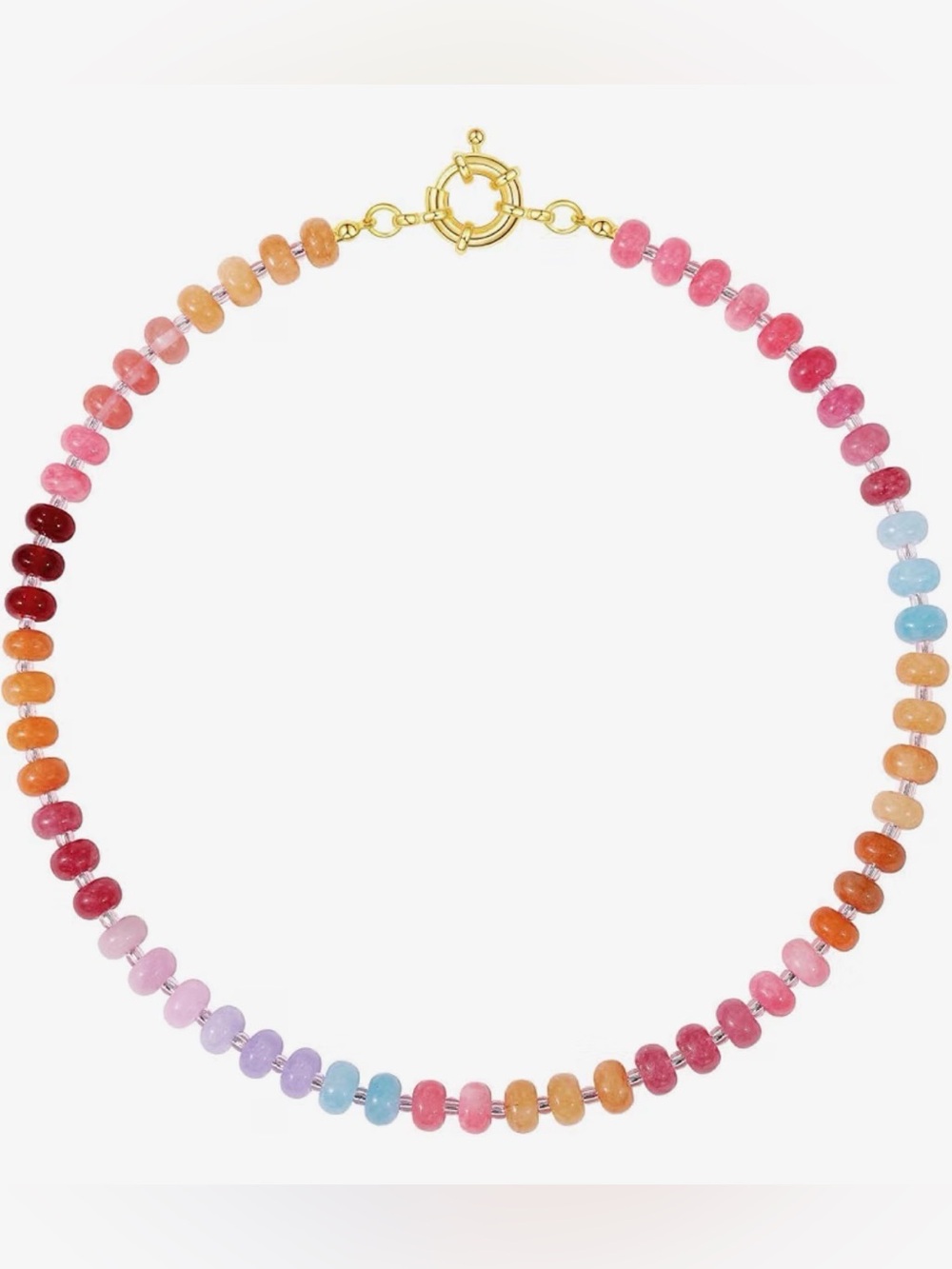 Multicolor Beaded Necklace with Pink, Orange & Purple Accents - Picture 8 of 8